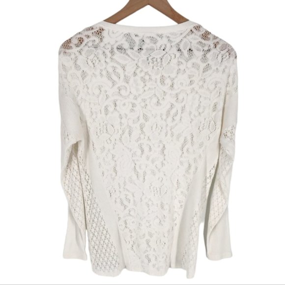 Generation Love Knit Lace Lightweight Crew Neck Sweater White XS / Small - Picture 4 of 12